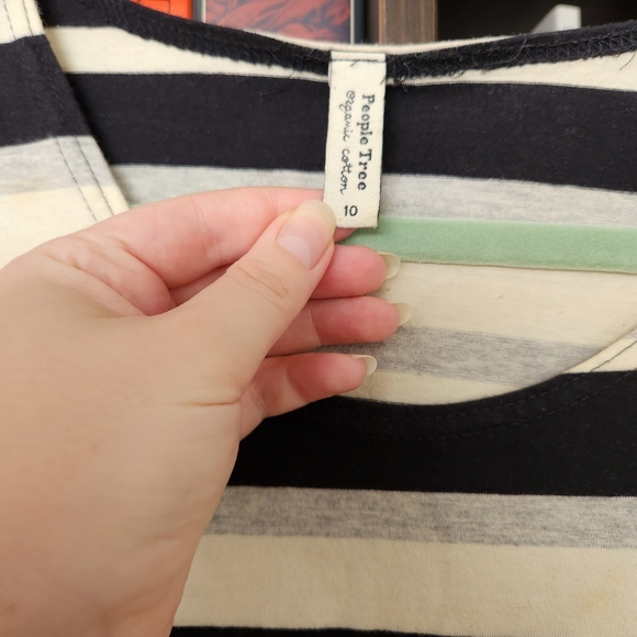 People Tree Stripe Sweater 3/4 Sleeve Dress Size M - Picture 2 of 4